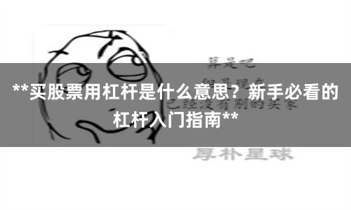 **买股票用杠杆是什么意思？新手必看的杠杆入门指南**